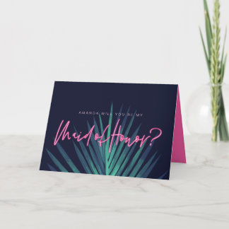 Carte Electric Love Neon Pink Be My Maid of Honor ?