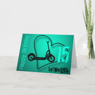 Carte Electric Trotinette 15th Birthday name Card