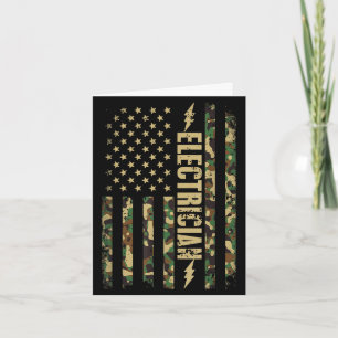 Carte Électricien patriotique camouflage drapeau américa