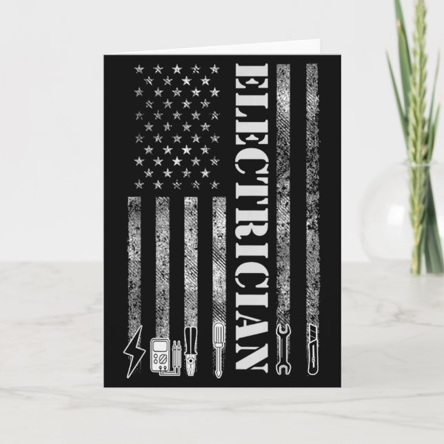 Carte Électricien Vintage Graphique Drapeau Usa  (Devant)