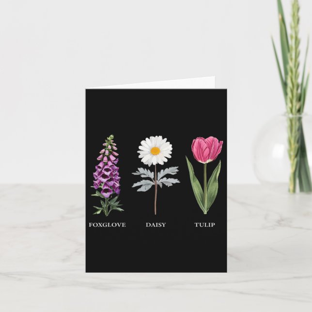 Carte Élégance florale Foxglove Daisy Tulip Design (Devant)