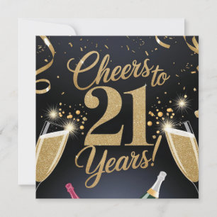 Carte "Elégant 21e anniversaire design - Parties scintil