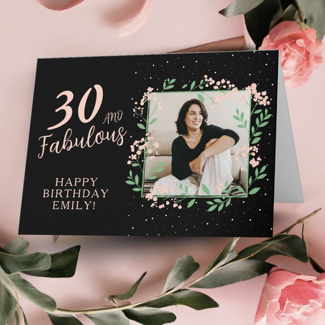 Carte Élégant 30 et Fabulueuse Fleur 30e Anniversaire Ph (Créateur téléchargé)