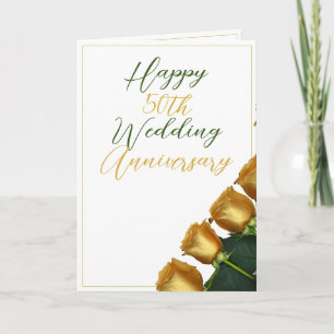 Carte Élégant 50e anniversaire de Mariage Rose d'or