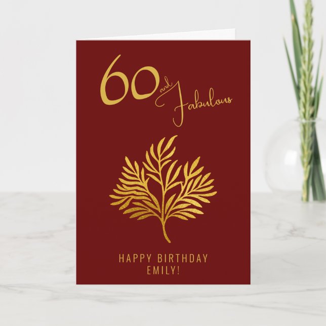 Carte Elégant 60 et Fabuleux Branches Dorées 60e Anniver (Devant)
