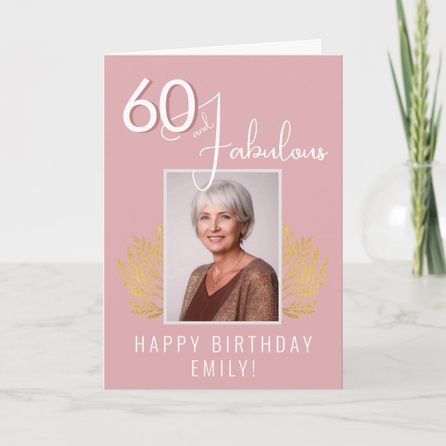 Carte Elégant 60 et Fabulous Twigs 60th Birthday Photo (Devant)