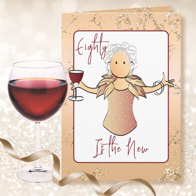 Carte Elégant 80 et fabuleux Cartoon Rose Gold Anniversa (Créateur téléchargé)