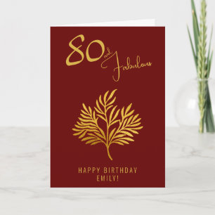 Carte Elégant 80 et Fabuleux Gold Twigs 80e Anniversaire