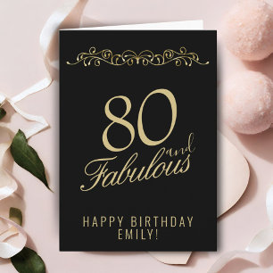 Carte Élégant 80 et Fabuleux Ornement 80e Anniversaire