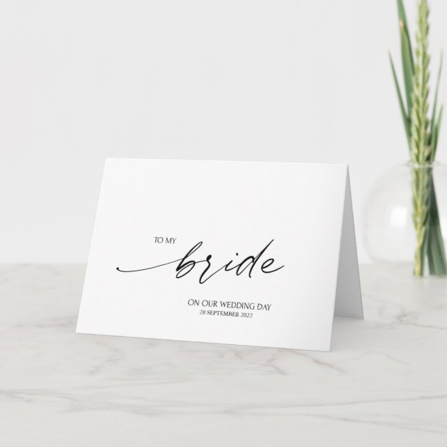 Carte Élégant à ma mariée le jour de notre mariage (Devant)