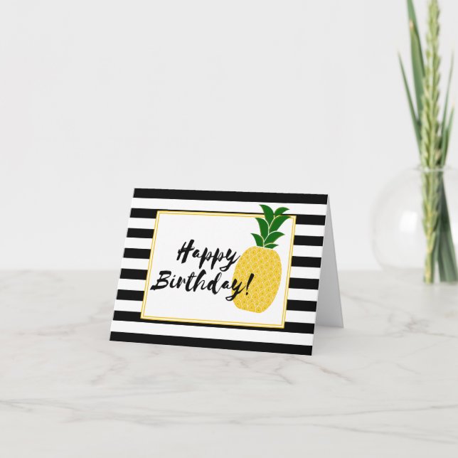 Carte Elégant ananas Jaune Joyeux anniversaire (Devant)