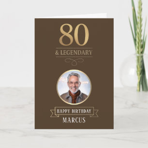 Carte Élégant Anniversaire 80 ans Brun & Or Légendaire