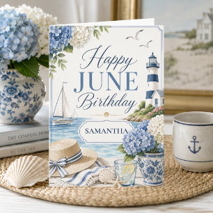 Carte Élégant Anniversaire de Juin sur le Thème de la Cô