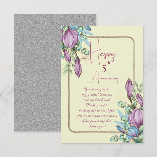 Carte Élégant Anniversaire de Mariage  (Devant / Derrière)