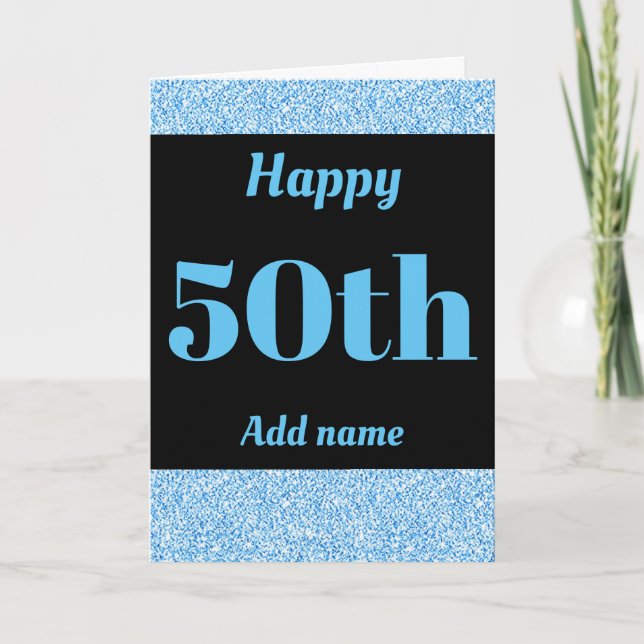Carte Elégant anniversaire heureux personnalisé 50e (Devant)