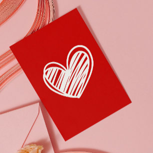 Carte Élégant Anniversaire Moderne Coeur Rouge Valentine
