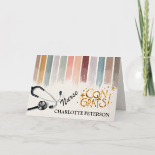 Carte Élégant Aquarelle Brush Stroke Nurse Graduation