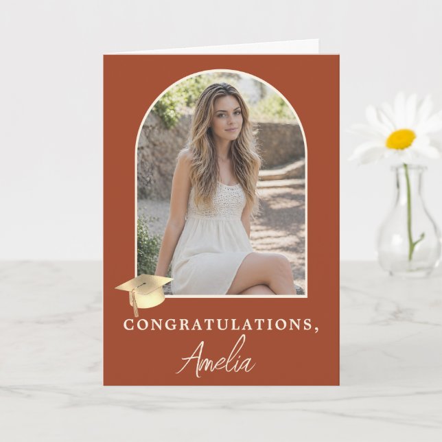 Carte Elegant Arch Photo Graduation Congratulations  (Petite plante)