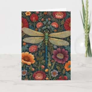 Carte Élégant art nouveau automnal floral Libellule
