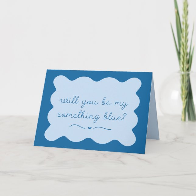 Carte Elegant Be My Quelque Chose Bleu Chic Wavy manuscr (Devant)