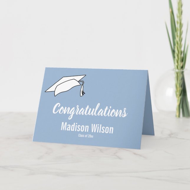 Carte Elégant Bébé Bleu Félicitations Graduation (Devant)