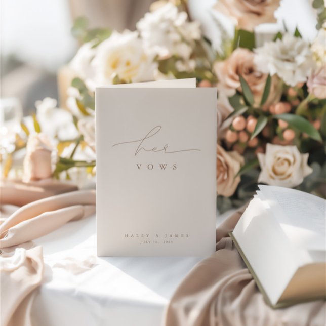 Carte Élégant Beige Beige Rose Mariage Photo Ses Vows (Elegant Dusty Beige Pink Photo Wedding Her Vows Card)