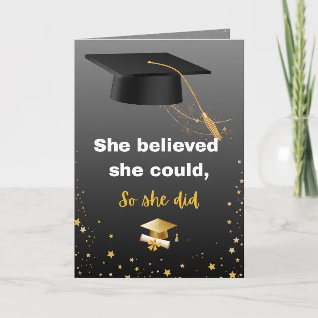 Carte Elegant Black and Gold Graduation (Devant)