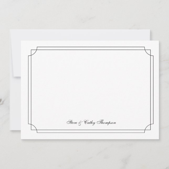 Carte Elegant  Black Border on White Custom Notecard (Devant)