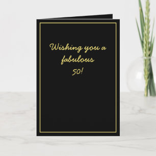 Carte Elégant Black & Gold Script Brother 50e anniversai