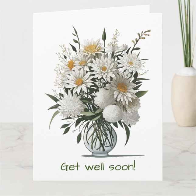 Carte Élégant Boho Art Flower Dans Un Vase Se Bien Bient (Devant)