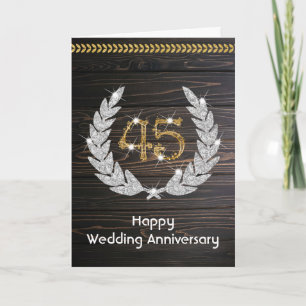 Carte Élégant Bois Rustique 45e Anniversaire de Mariage