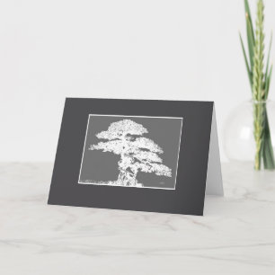 Carte élégant Bonsai arbre art gris et blanc blanc blanc