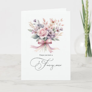 Carte Elégant Bow Floral "Fancy One" Personnalisé Annive