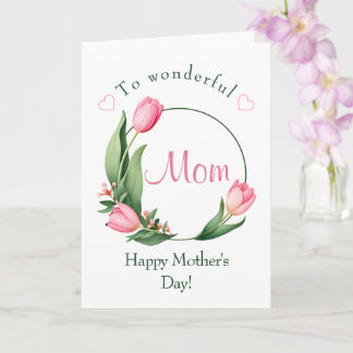Carte Élégant cadre de fleurs de tulipe rose pour la fêt