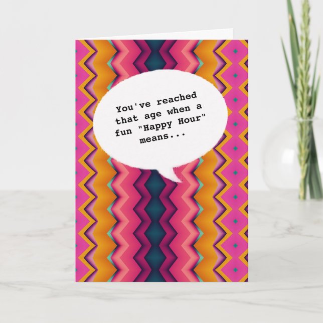 Carte Élégant chic Happy Hour Getting Old Funny Annivers (Devant)