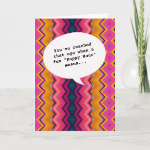 Carte Élégant chic Happy Hour Getting Old Funny Annivers