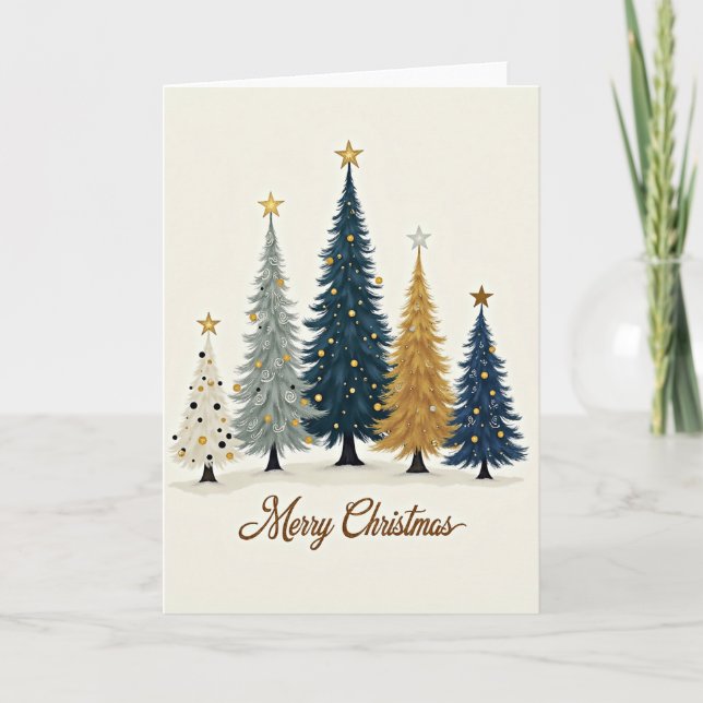Carte Elegant Christmas Trees Greeting Card (Devant)