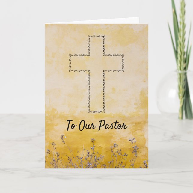 Carte Elegant Cross & Gold Pastor Appreciation Card (Devant)