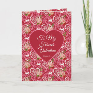 Carte Élégant Cupidon Vintage & Rose Rouge de la Saint-V