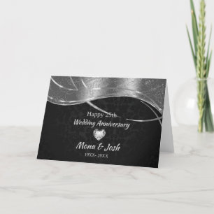 Carte Élégant damas noir et argent