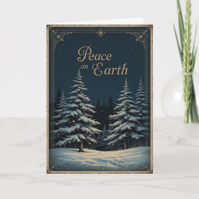 Carte Elegant dark blue Christmas and glowing Peace  (Devant)