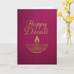 Carte Elégant Diya Gold Happy Diwali Salutation