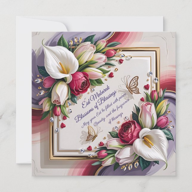 Carte Elegant Eid Al Adha Greeting Card with White Calla (Devant)