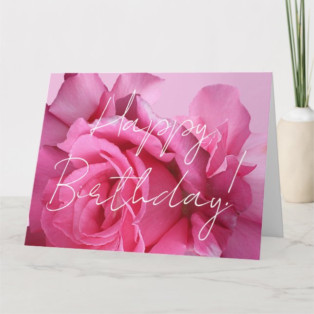 Carte élégant élégant joli rose rose roses Joyeux annive (Devant)