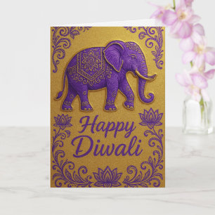 Carte Elegant Elephant & Lotus Happy Diwali Salutation