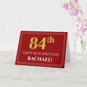 Carte Elégant Faux Gold Look "84ème" Anniversaire, Nom (