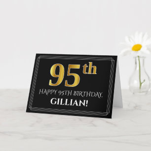 Carte Elégant Faux Gold Look "95ème" Anniversaire + Nom