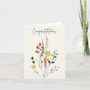 Carte Elégant Floral Aquarelle Félicitations Mariage
