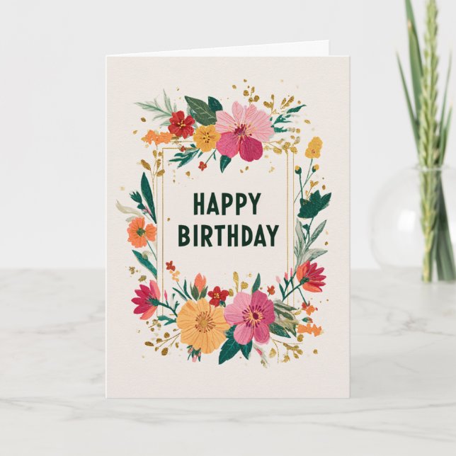 Carte Elegant Floral Birthday Wishes (Devant)