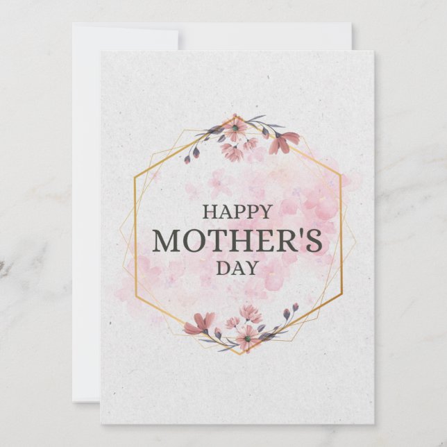 Carte Elegant Floral Happy Mother’s Day Watercolor (Devant)